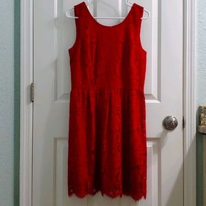 NWT LOFT Red Lace Sleeveless Dress